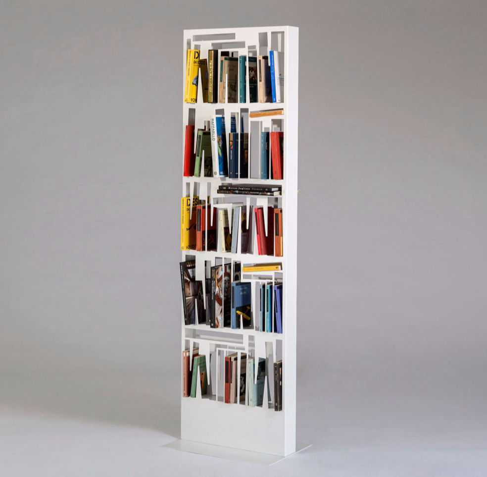 design, bookshelf, bookcase, italian design, davide radaelli, letterag, metal furniture, metal, books