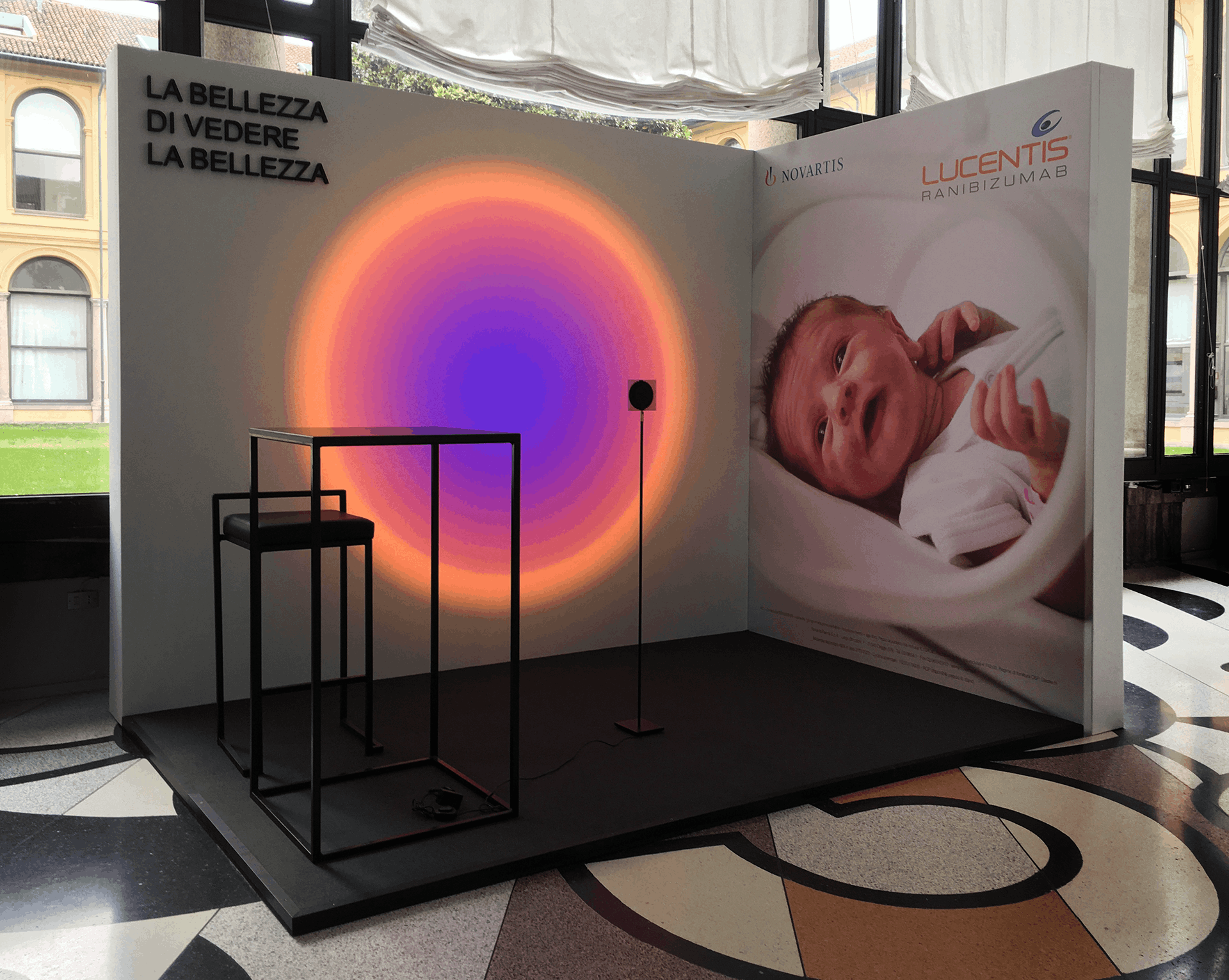 Davide Radaelli Design Studio, Novartis, Lucentis, exhibit design, Halo
