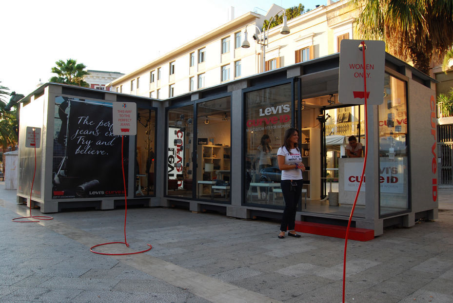 levi's, curve id, temporary shop, pop-up store, eventi, interior design , exhibit design, event design, milan