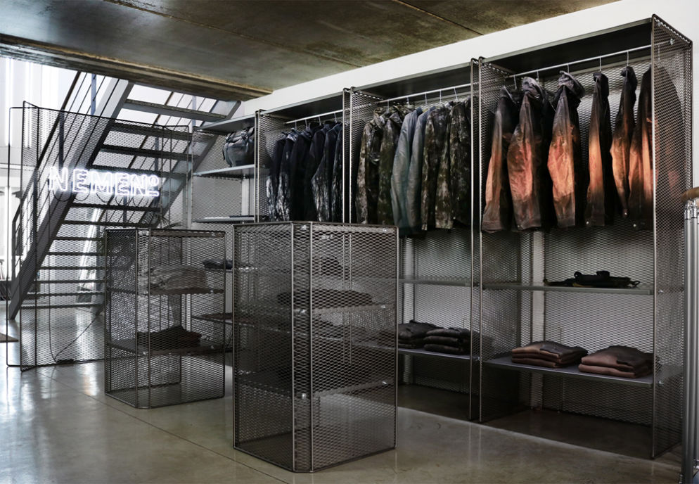 davide radaelli, nemen, rebel furniture system, italian design, retail design, exhibit design, industrial, urban, metal furniture